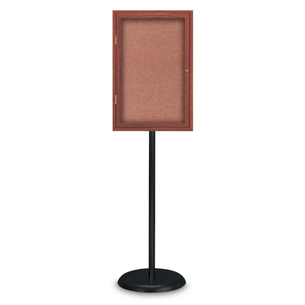 Corkboard, Double Door, Radius Frame, 60x36", Black/Burgundy